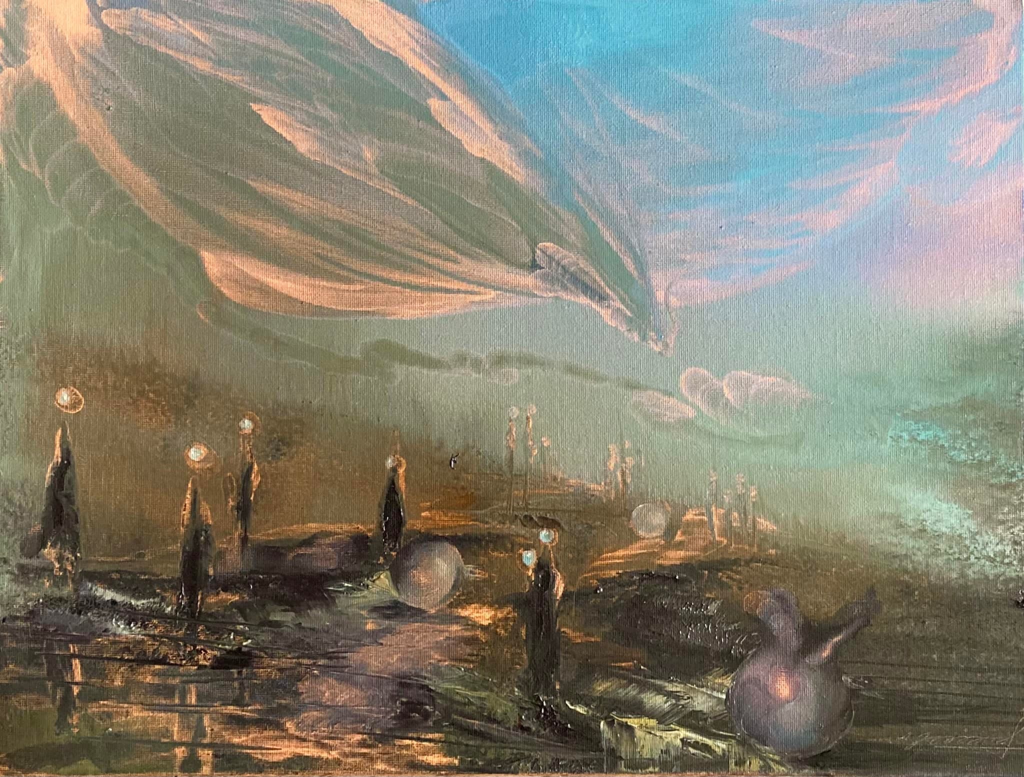 Oil on canvas, mounted on cardboard — untitled